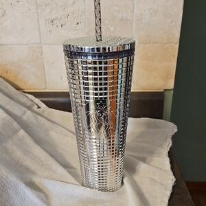 Starbucks Silver Reflective Coffee Tumbler Kitchen Accessory
